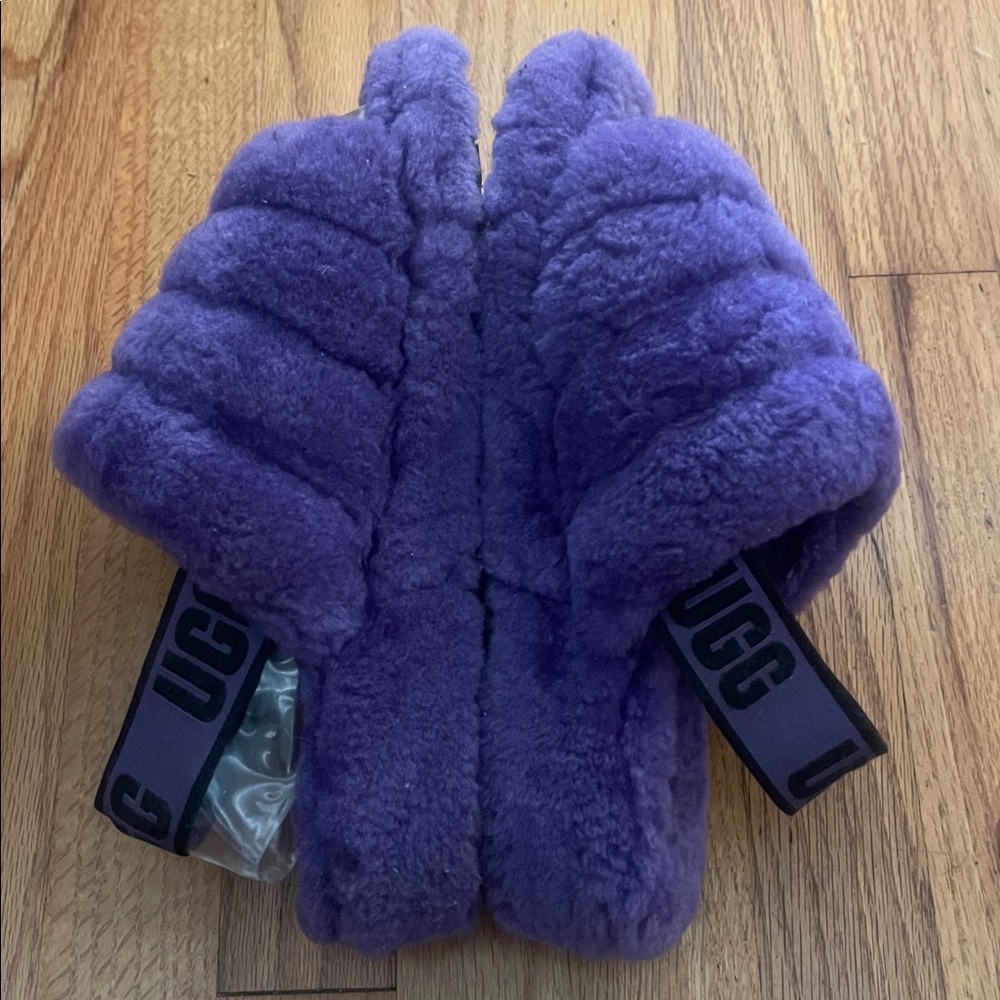 UGG Fluff Yeah Purple Fur Slide Slingback/Sandal Shoe - Size 6 - Picture 3 of 4